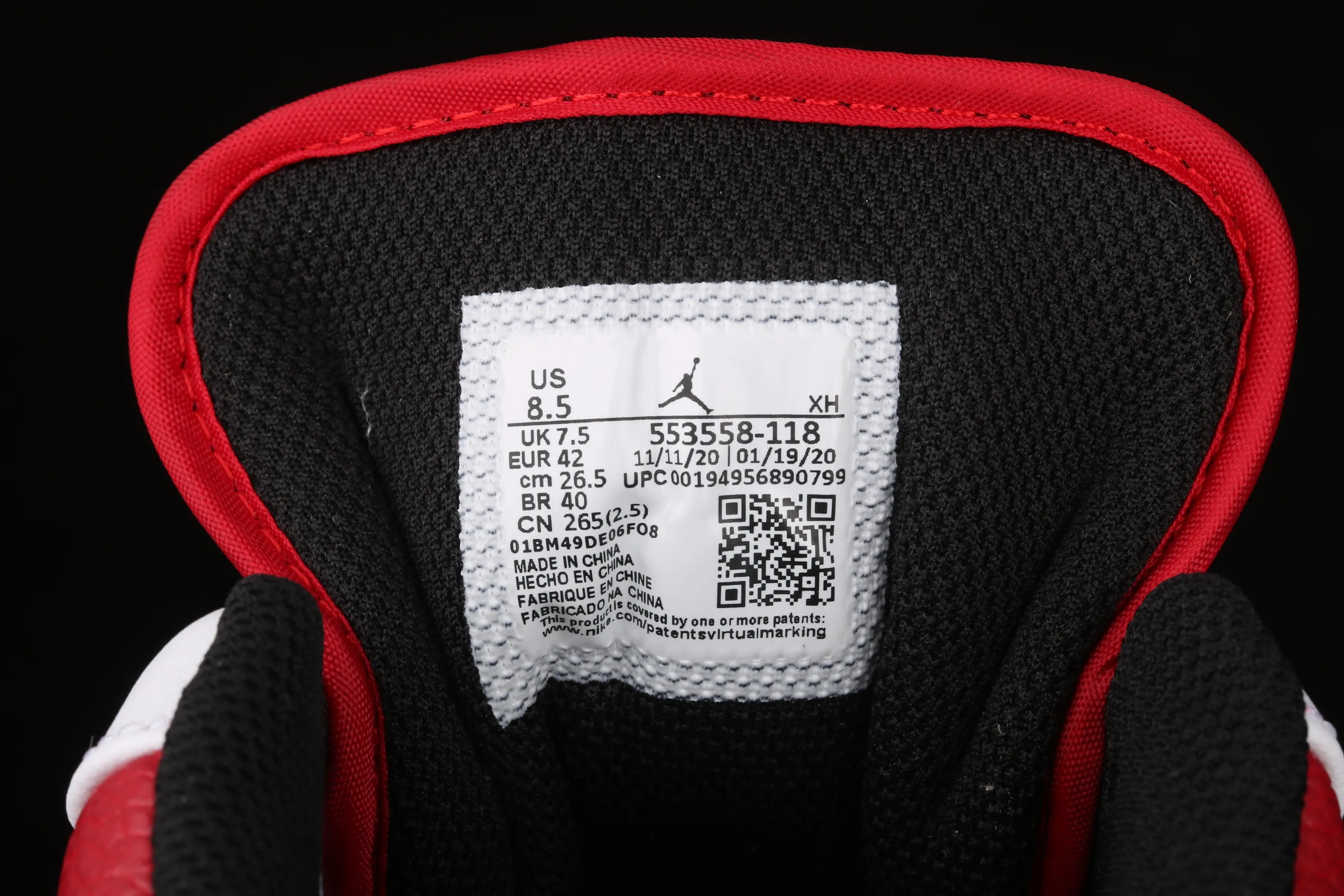 All categories Air Jordan Jordan series basketball shoes Air Jordan 1 Low G version pure original Air Jordan 1 Low AJ1 Joe 1 white black red cultural and leisure sports sneakers 553558-118